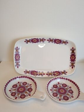 Vintage Figgjo Barcarole Fajanse Norway Serving Set Turi Design Platter 2 Dishes